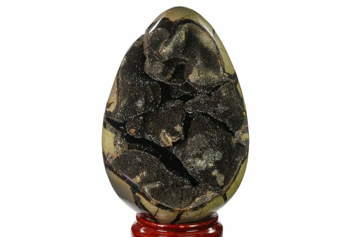 Septarian Dragon Egg Geode - Black Crystals #137937